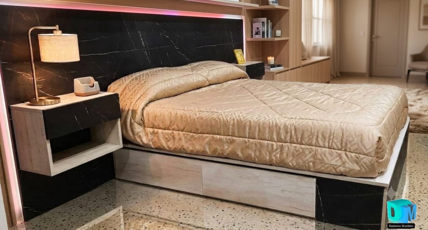 Cama 1,40 x 1,90 mt con botinero y cajones laterales - Imagen 2